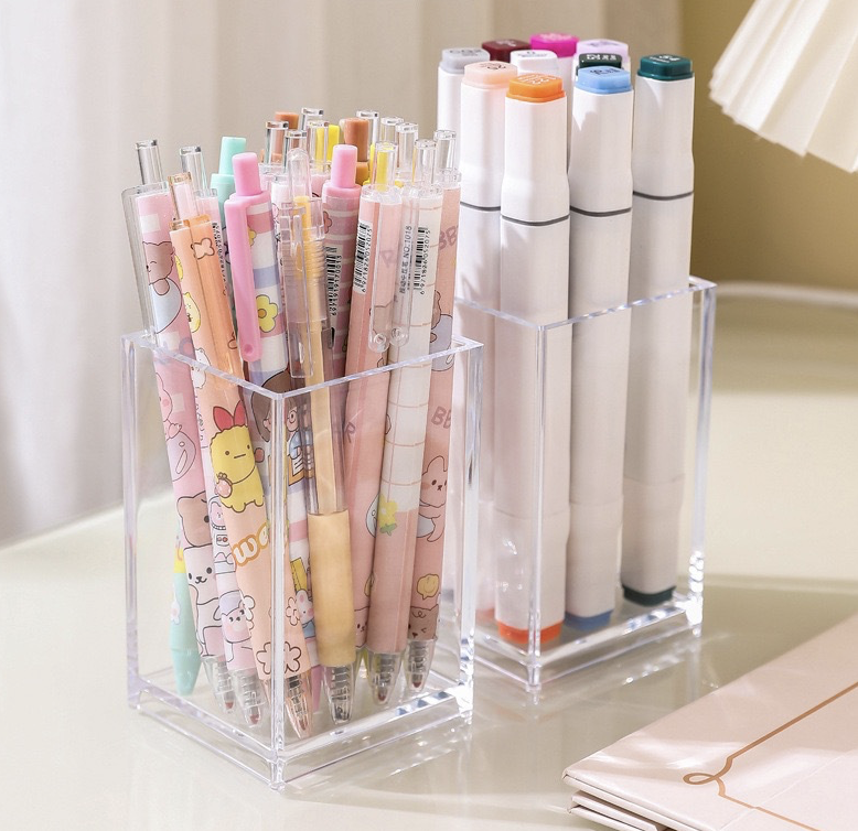 Clear Acrylic Pencil Pen Holder Cup Makeup Brush Storage Organizer 2
