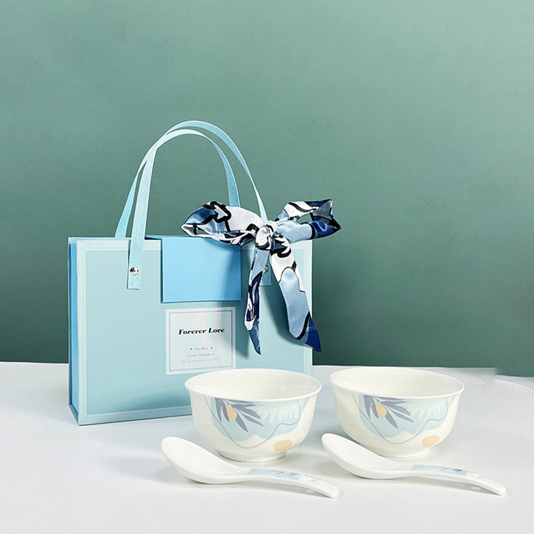 Ceramic Bowl And Spoon Gift Set 4