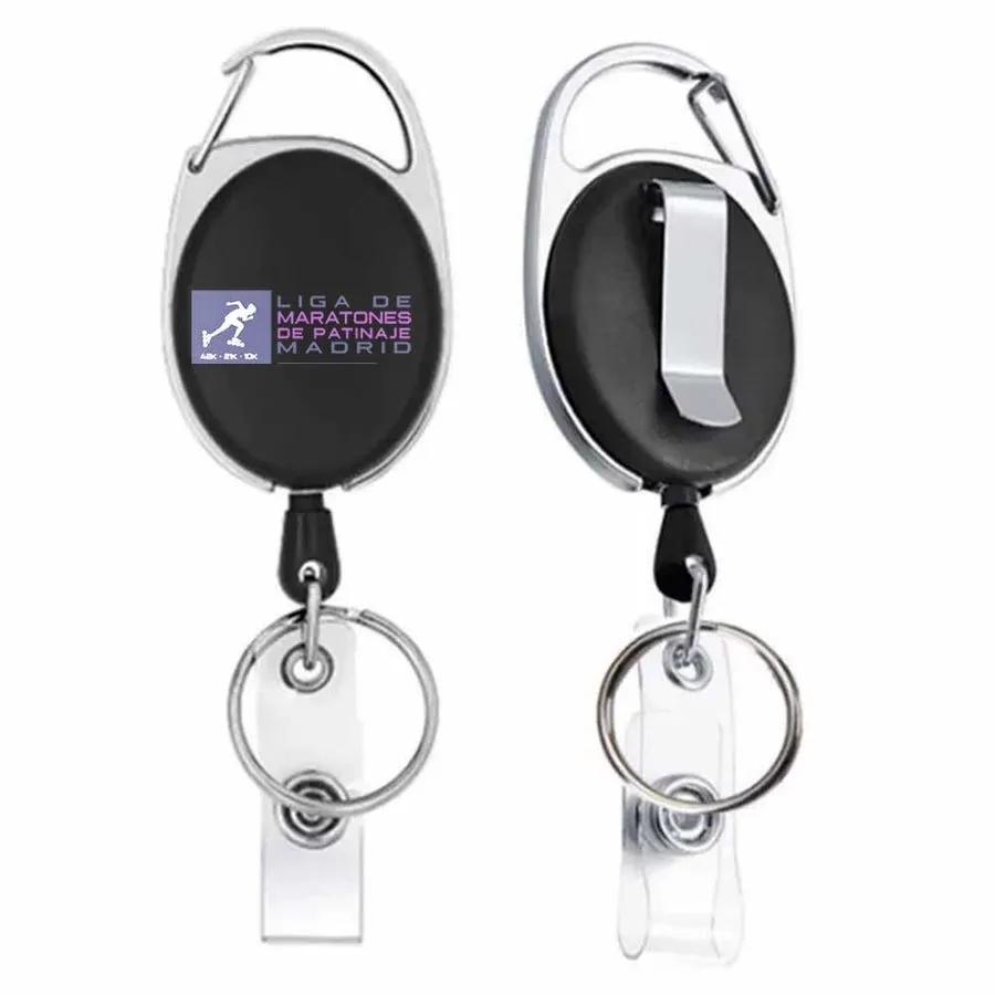 Solid Black and Steel Reel Keychain 11