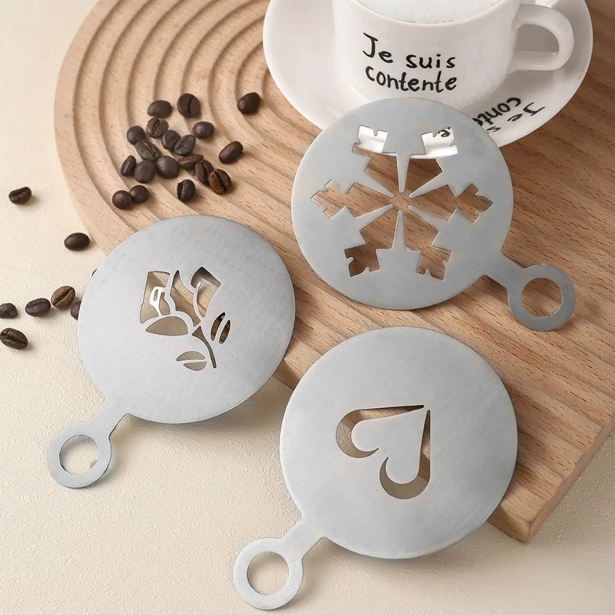 Coffee Decorating Stencil Latte Art Template DIY Tools 5