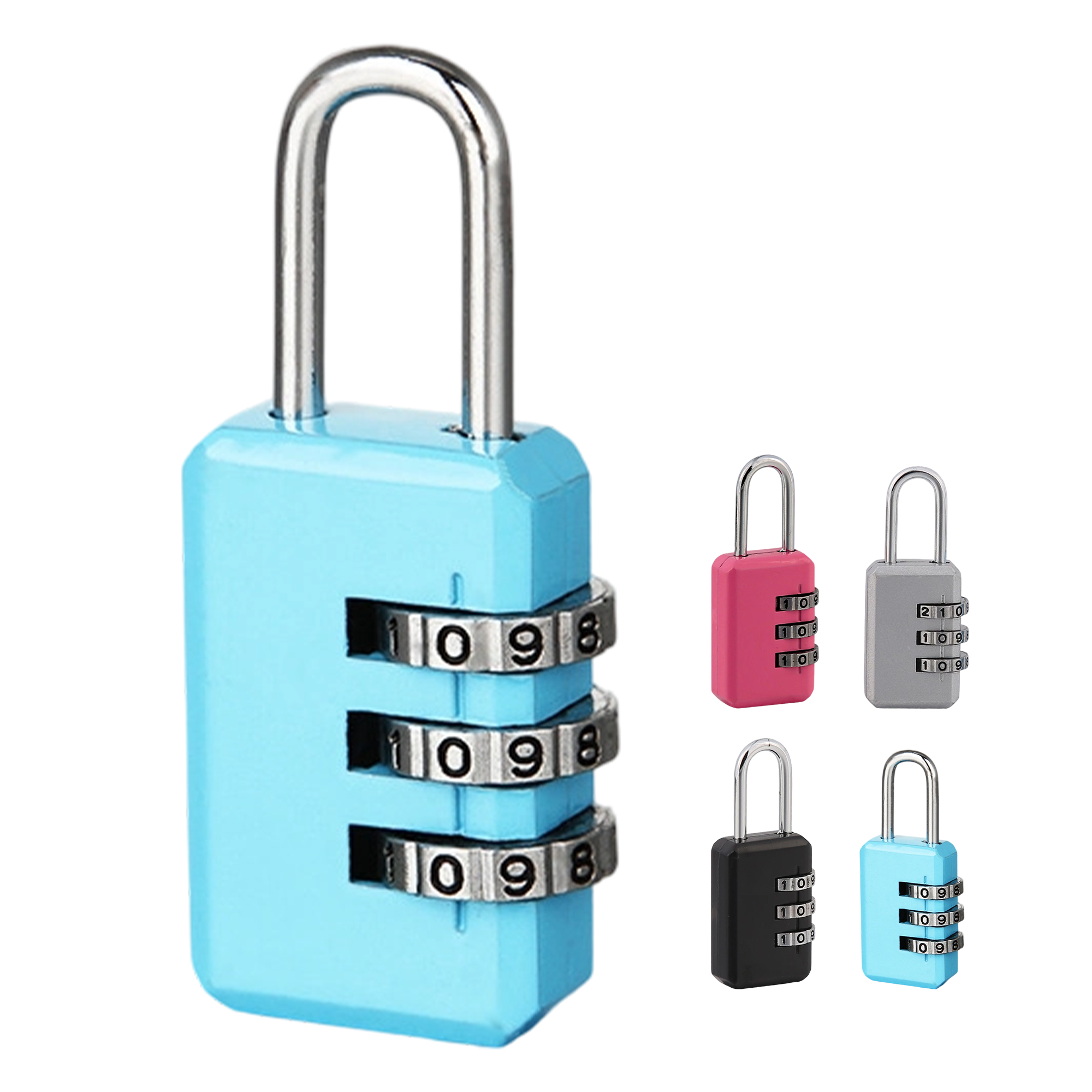 Three Digit Resettable Padlock Zinc Alloy Body Hardened Steel Shackle 4