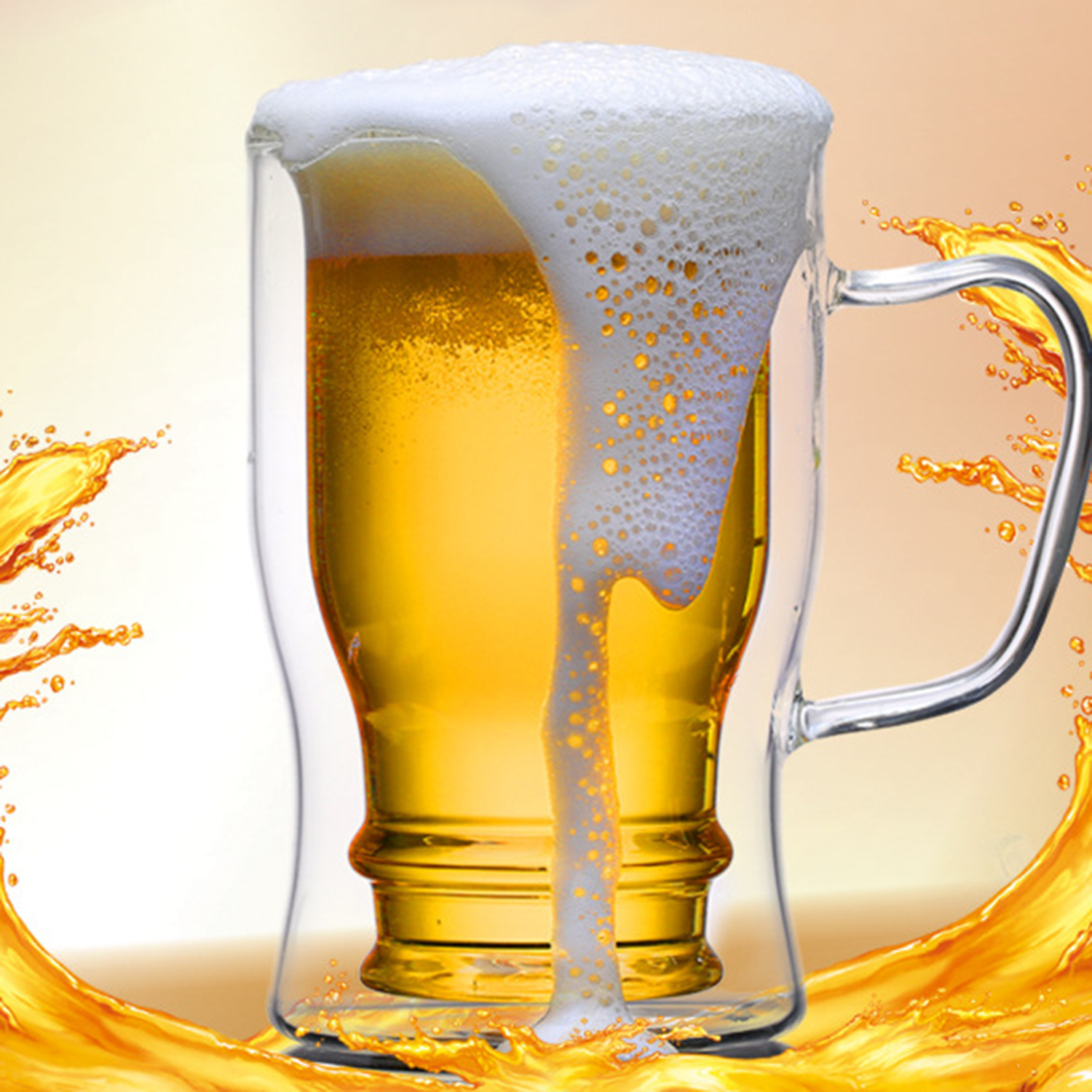 13.5/12/8.5oz Clear Double Wall Insulated Beer Glass 6