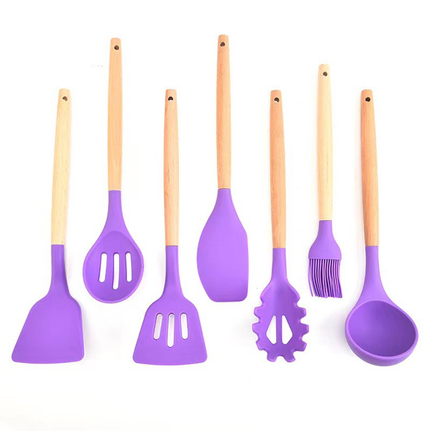 7pcs Silicone Shovel with Wooden Handle 5