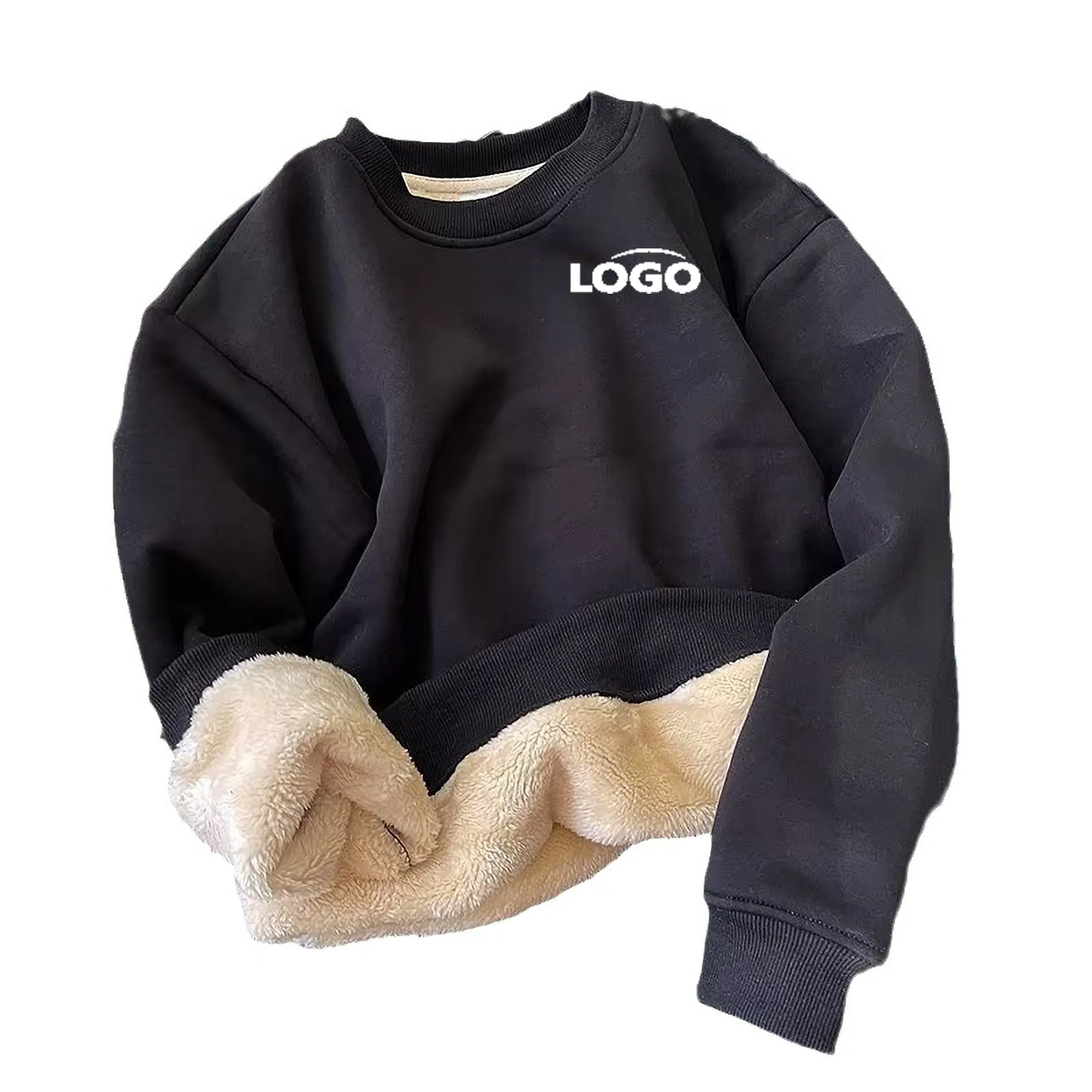 FLeece Sweatershirt Lamb Wool Sherpa-Lined Sweatshirt Warmth, custom hoodie or sweatshirt with logo imprint 4