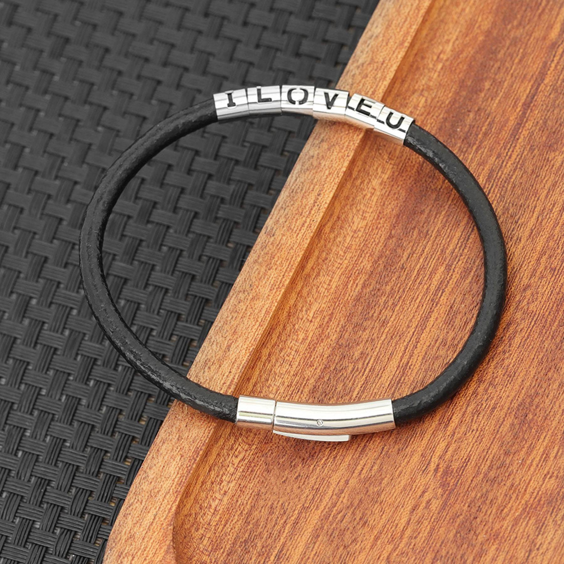 Letter Leather Rope Bracelet for Men 5