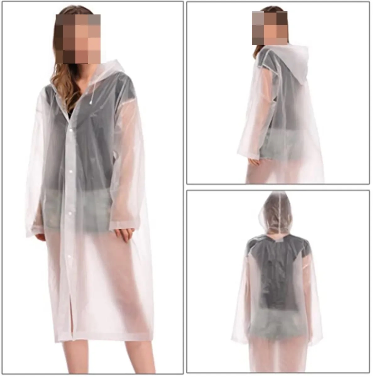 Reusable EVA Raincoat Poncho Rain Jacket 3