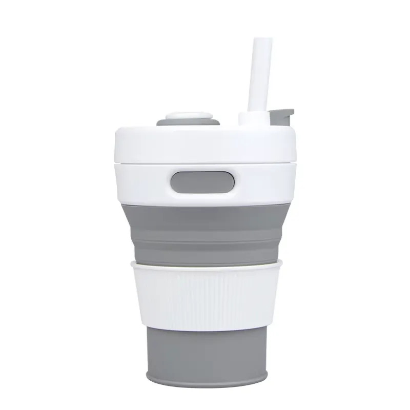 15 Oz. Portable Silicone Foldable Sippy Cup W/Drinking Straw 3