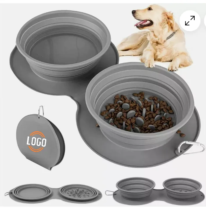 Portable Folding Double Pet Bowl 2