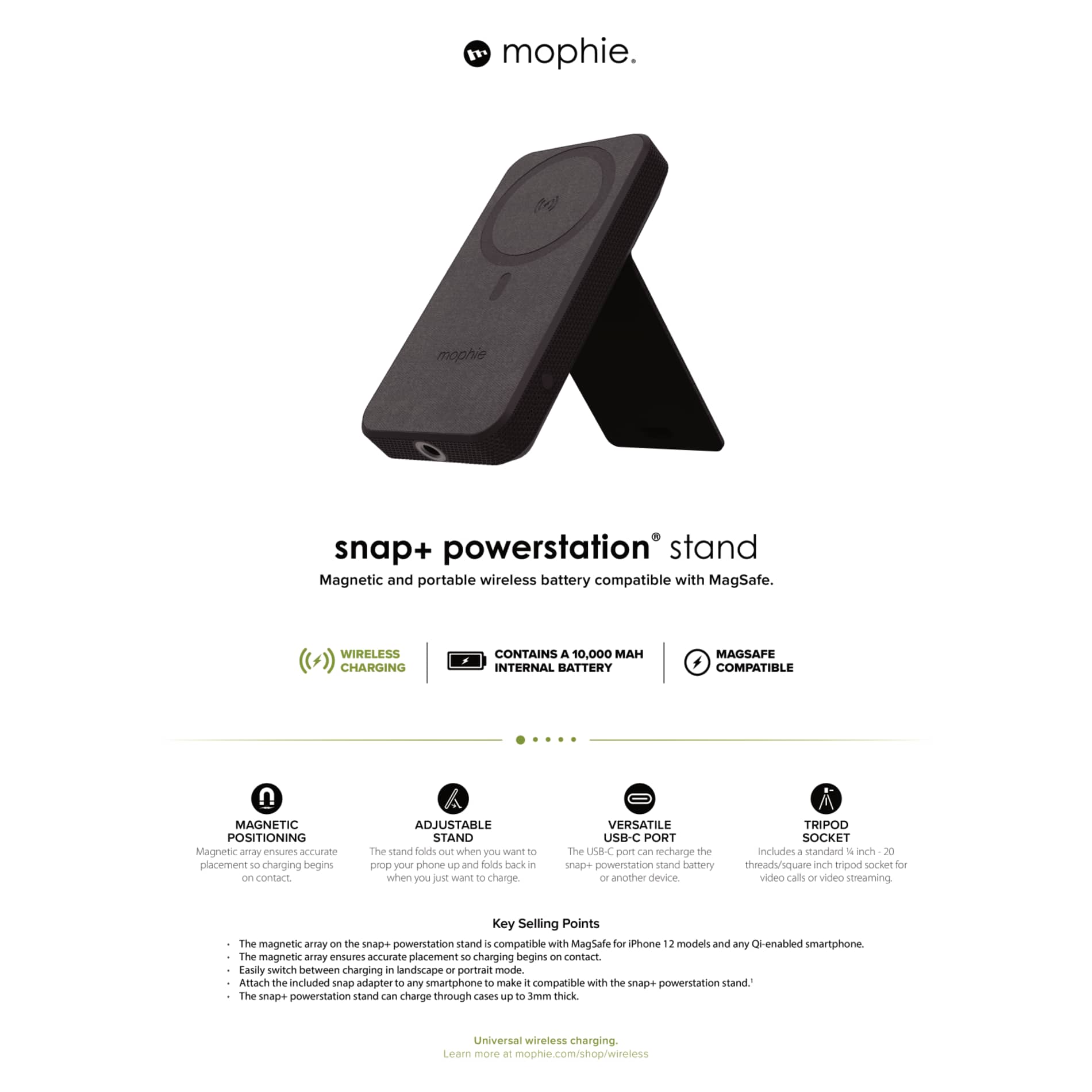 mophie® Snap + 10000 mAh Powerstation Stand 45