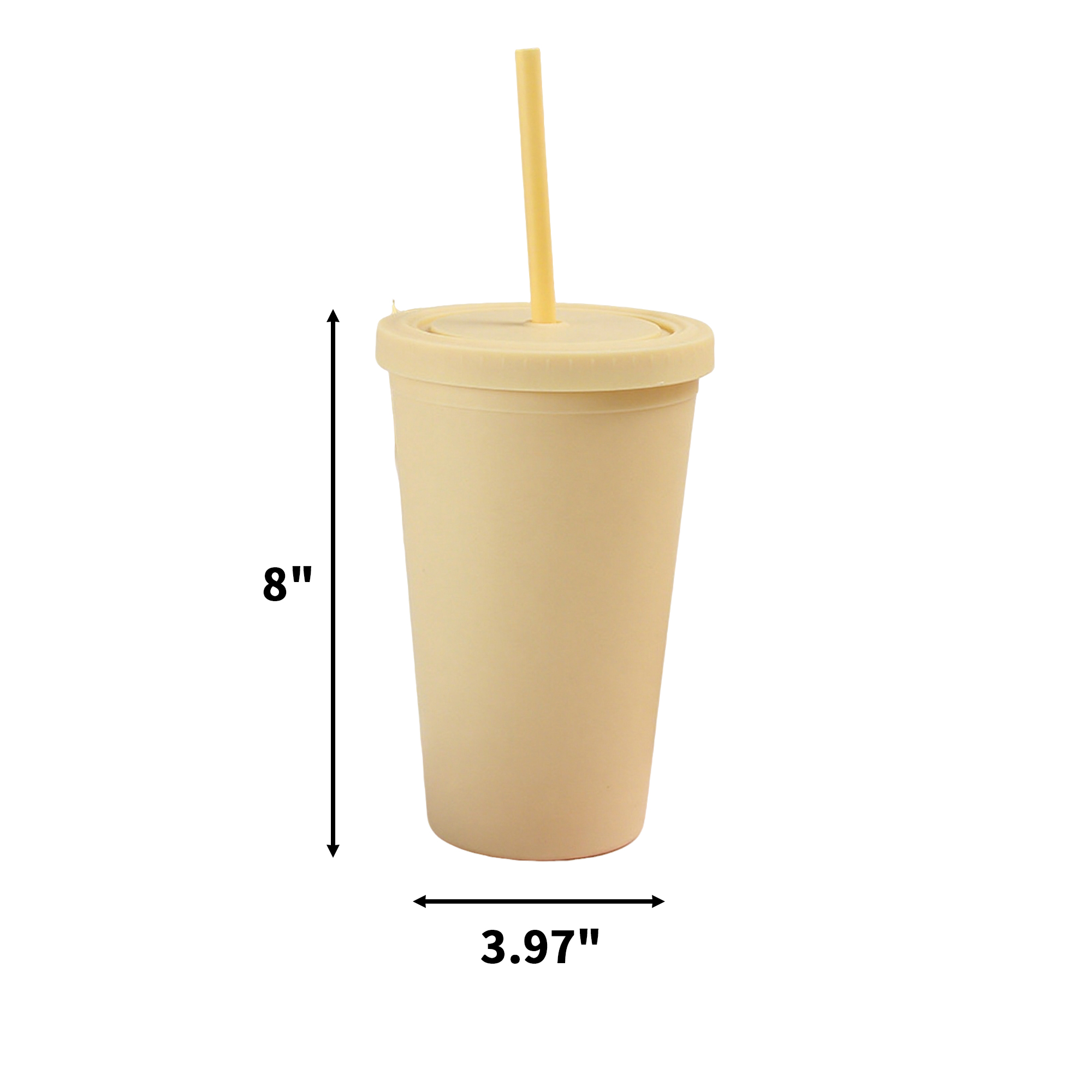 Sixteen Ounce Double Walled Tumbler With Straw 3.97" x 8" 1
