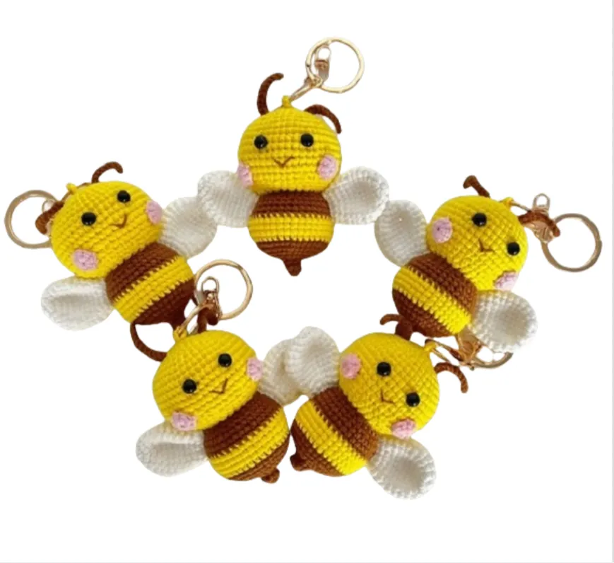 Handmade Crochet Bee Keychain 7