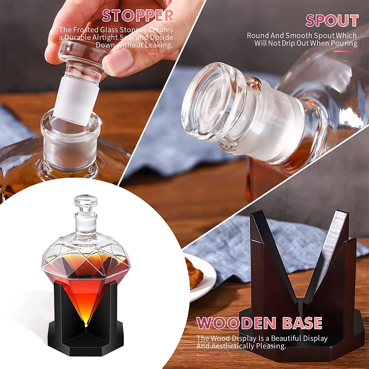 Diamond Glass Whiskey Decanter 3
