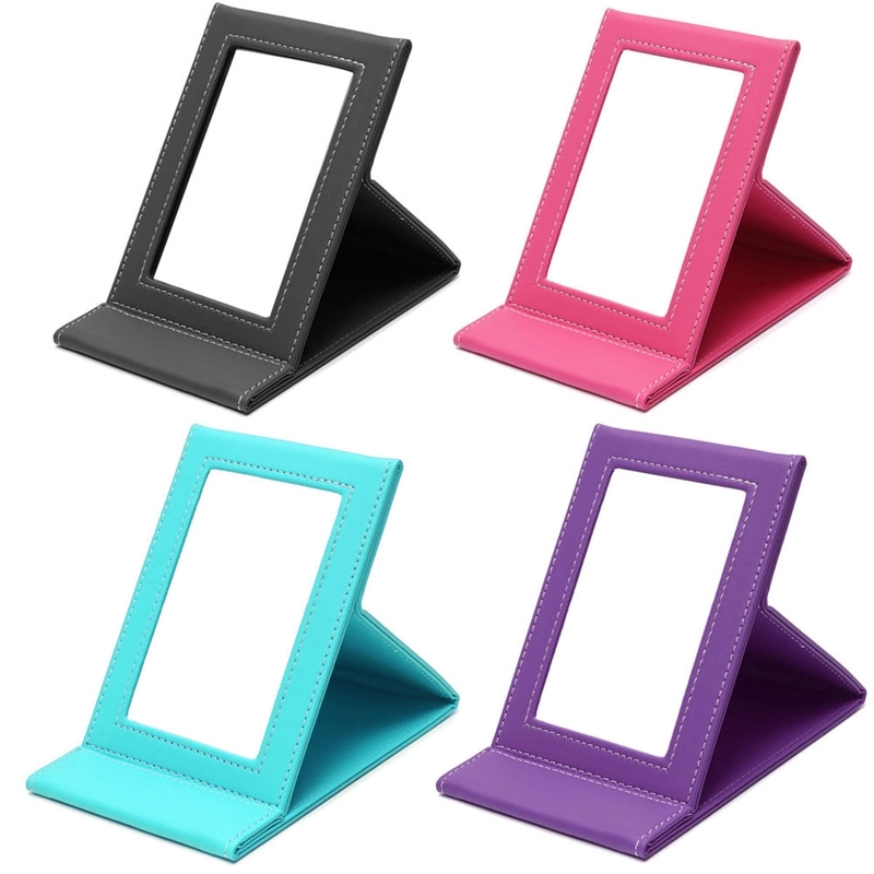 Foldable Square PU Leather Cosmetic Mirror 4