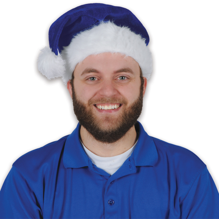 Blue Velvet Santa Hat w/ Plush Trim 2