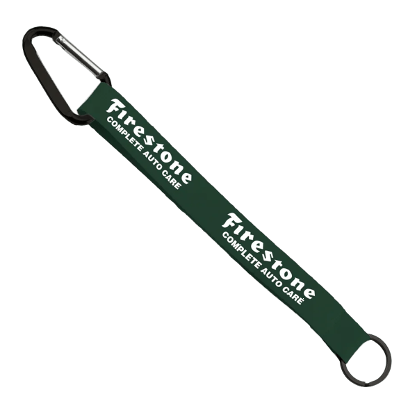 3/4" Sewn Polyester Keychain with Metal Split-Ring and Carabiner 127