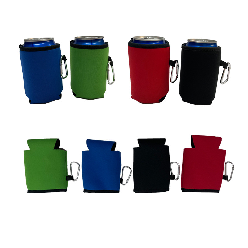 Neoprene Collapsible Can Cooler Sleeve With Carabiner 1