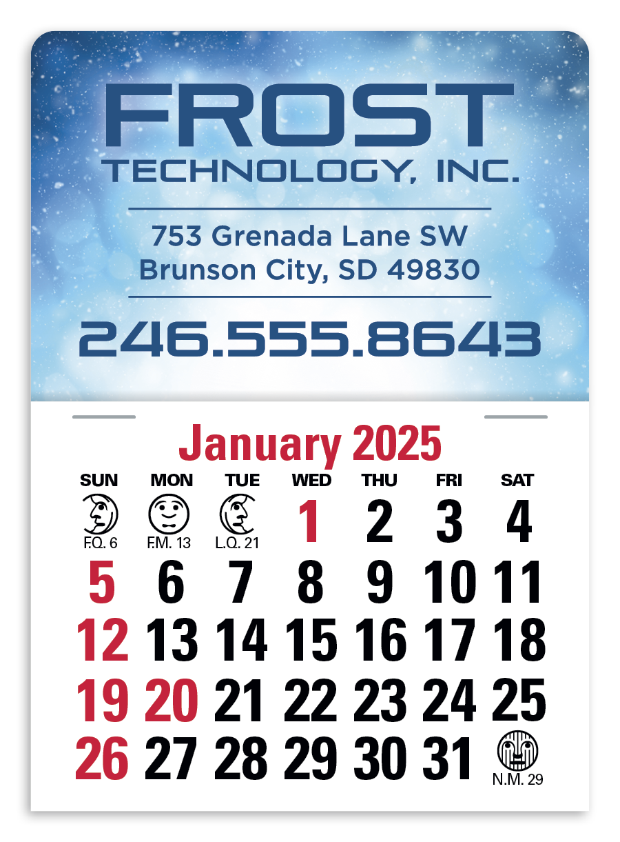 4C Press-N-Stick Header Standard Calendar 14-Month