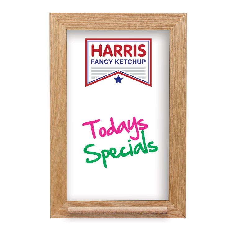 Wall Oak Frame Wet Erase Board with Tray 12"w x 18"h