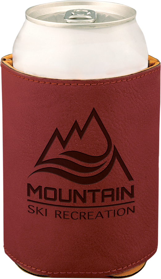 3 3/4" Rose Leatherette Beverage Holder, custom koozie with logo imprint 2