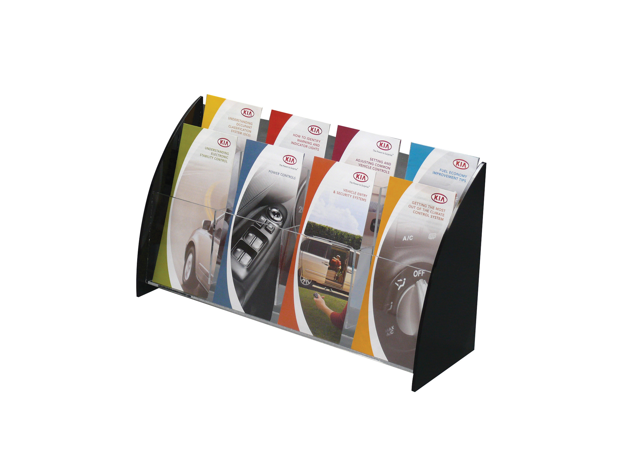 Countertop Brochure Holder with Curved Sides 2-Tier 8-Pocket
