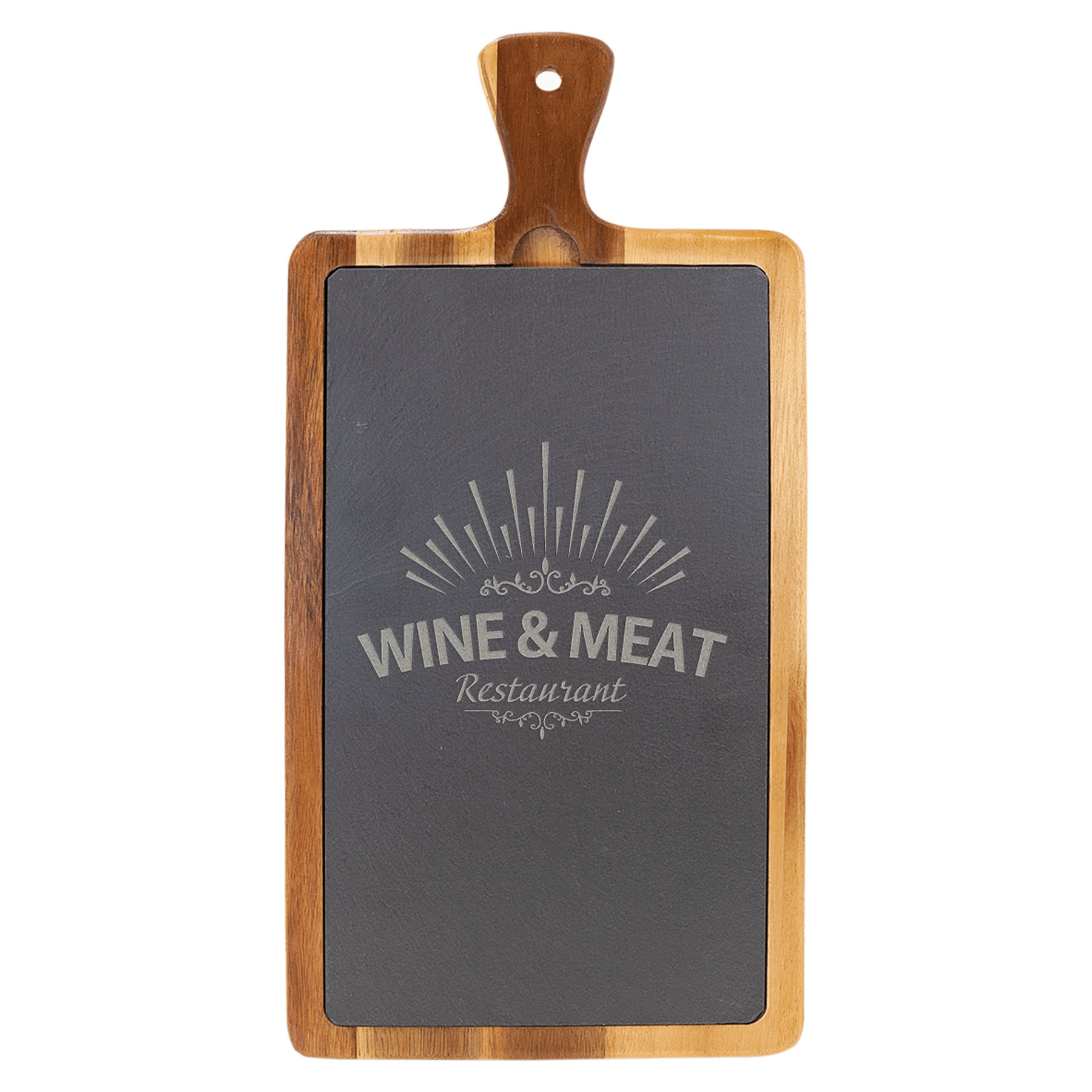 16" x 7" Acacia Wood/Slate Cutting Board