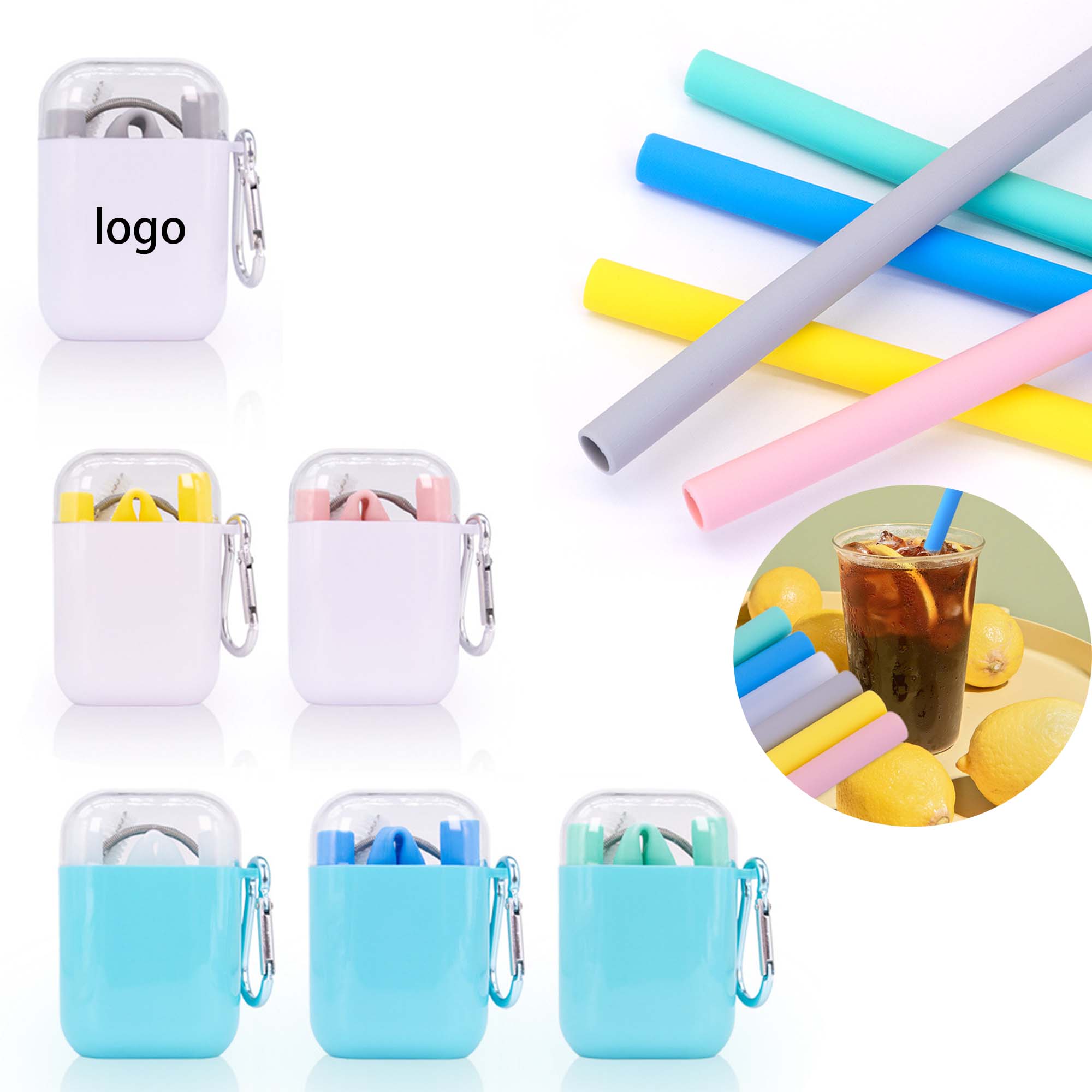Portable Silicone Straw in Case with Key Chain 3