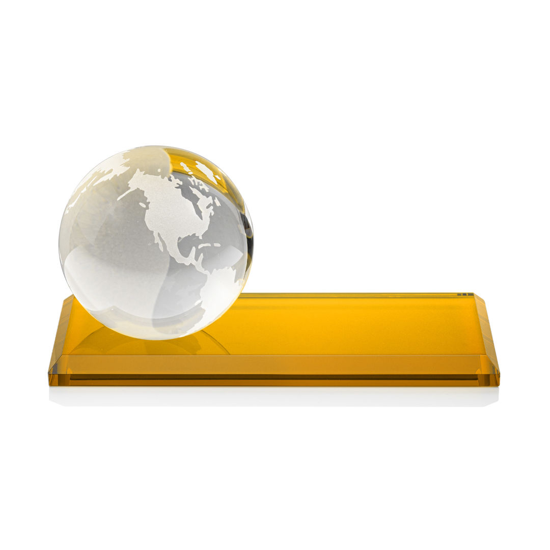 Globe VividPrint™ Award on Rectangle Base - Amber 6