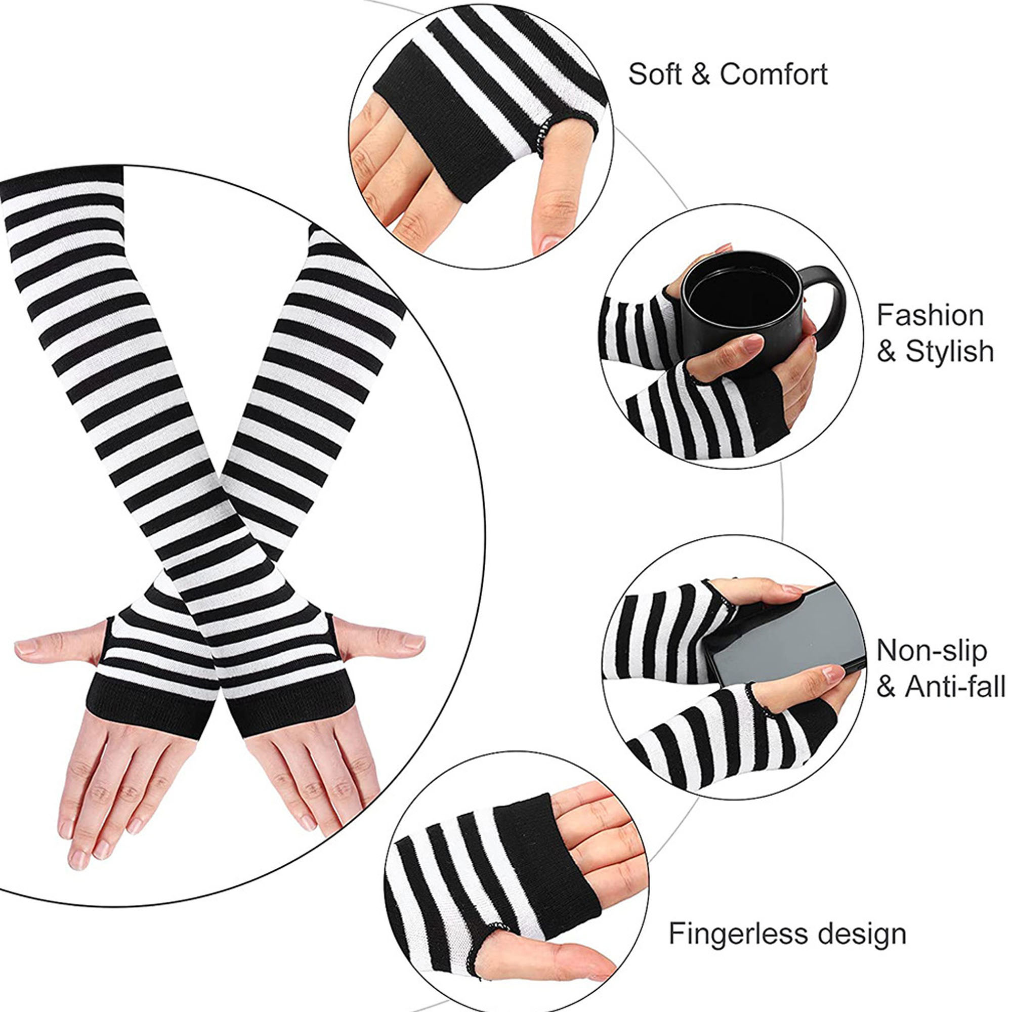 Gothic Fingerless Arm Warmers with Punk Rock Vibe 2
