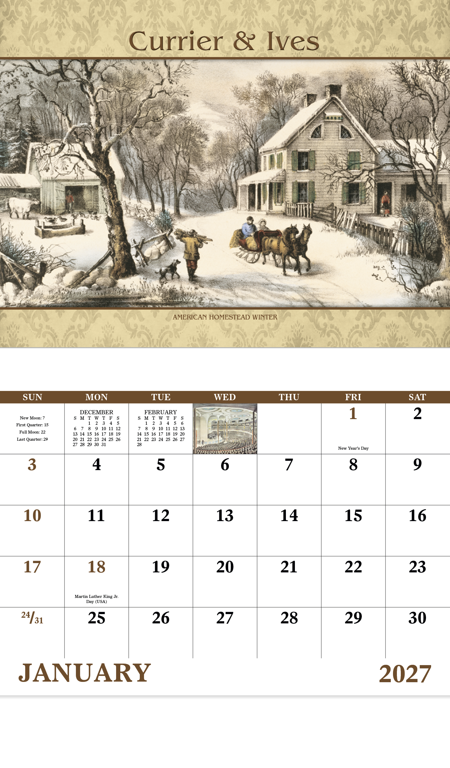Good Value™ Currier & Ives - Stapled Calendar 14