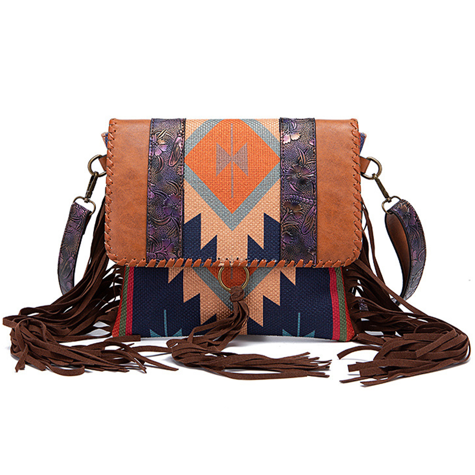 Cotton Colorful hand-woven cotton and linen cross-body bag 6
