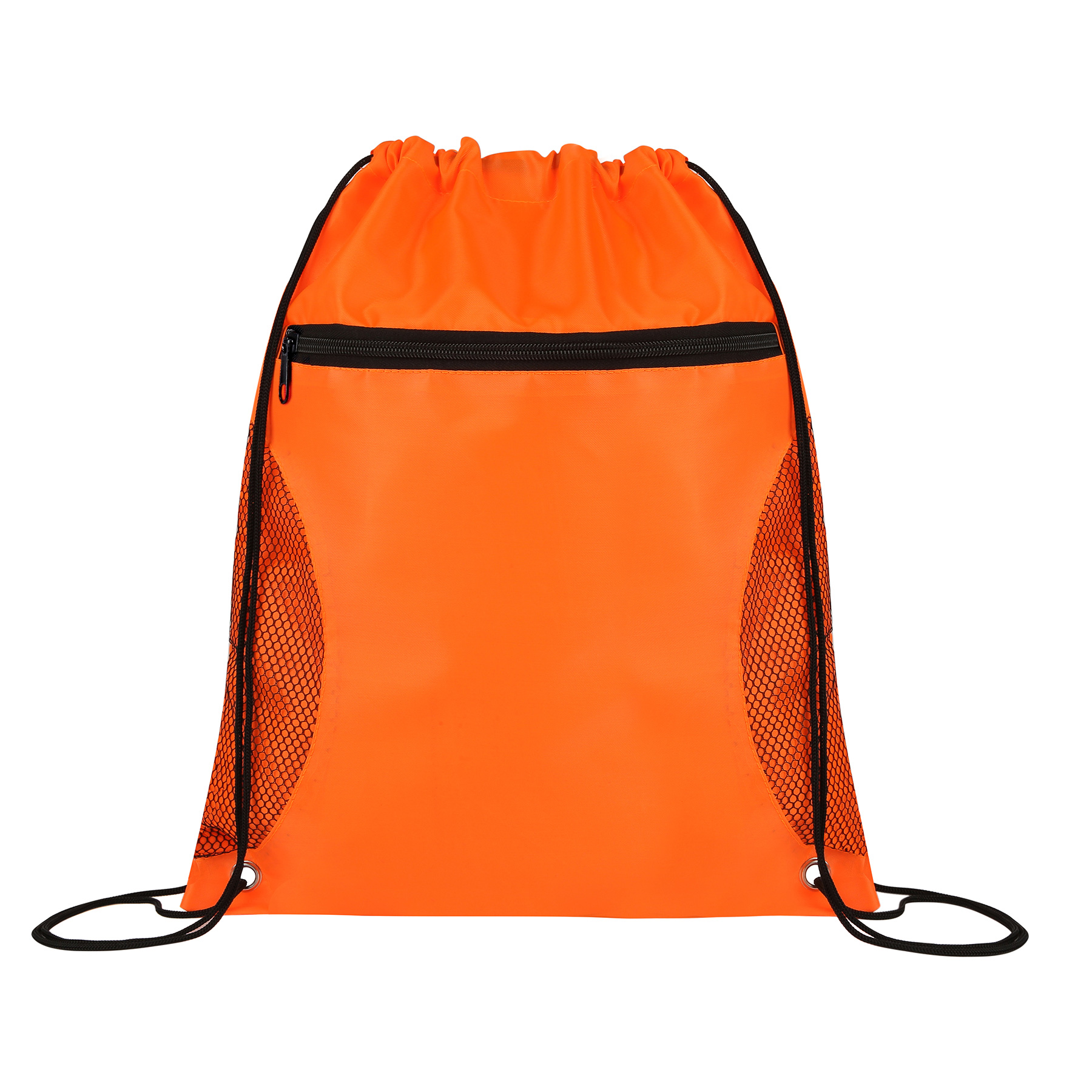 Drawstring Sports Backpack With Mesh-Sided Front Zipper Pocket 12