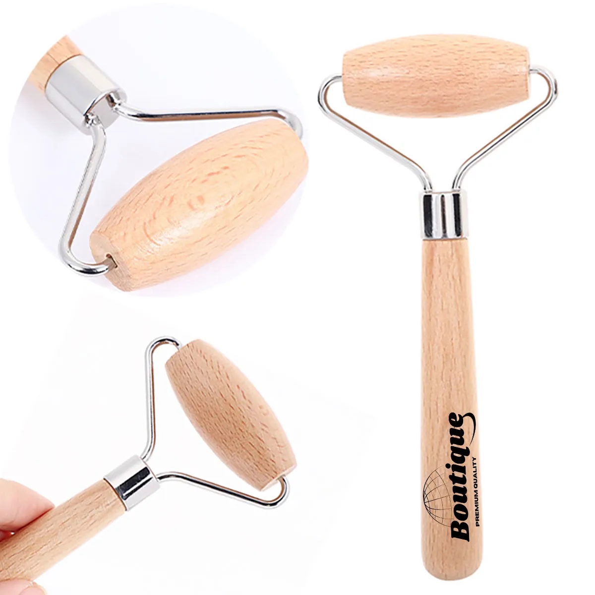 Portable Beech Wood Facial Roller Skin Massager For Face 5