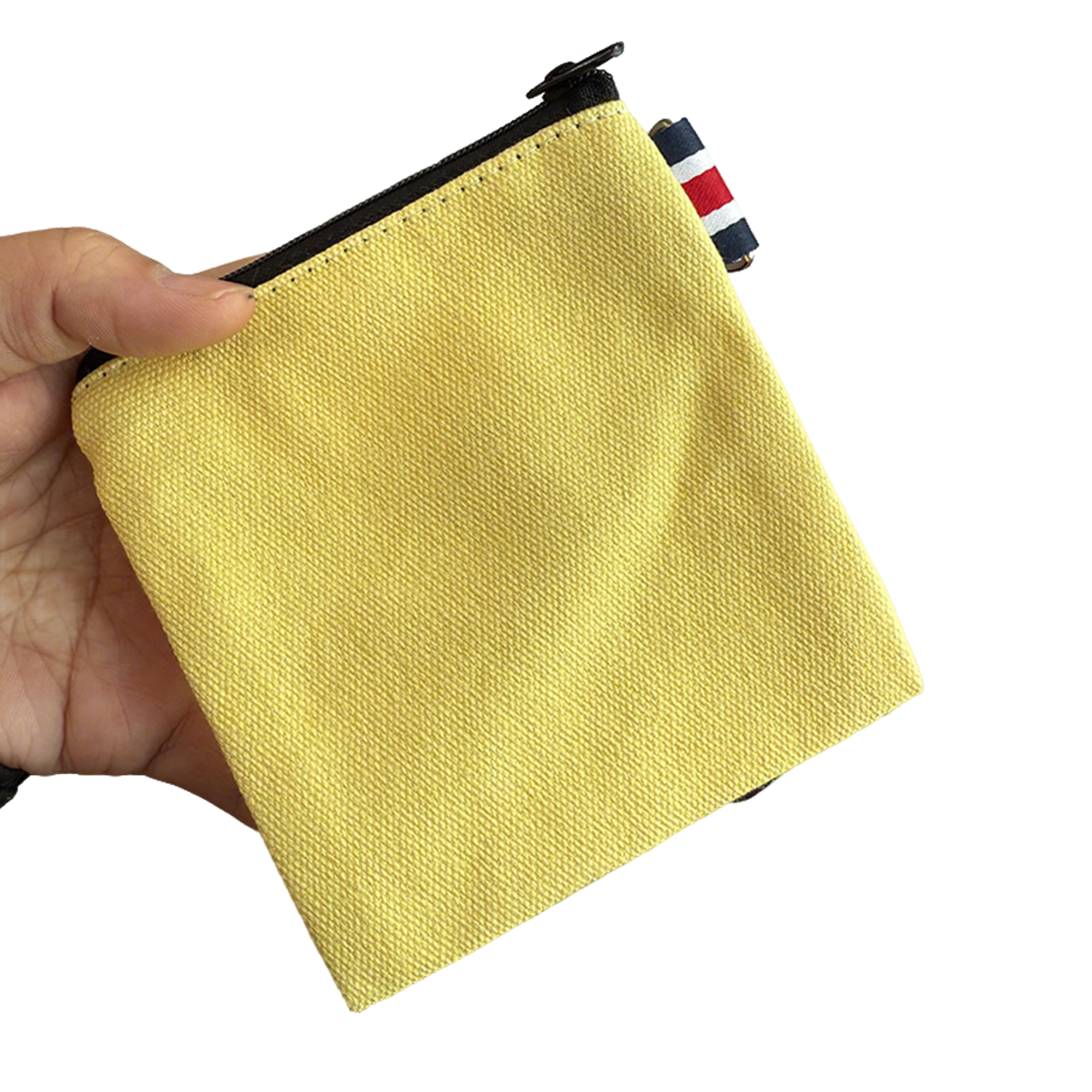 Canvas Zipper Pouch With Metal Ring Square 4.3" Size 6