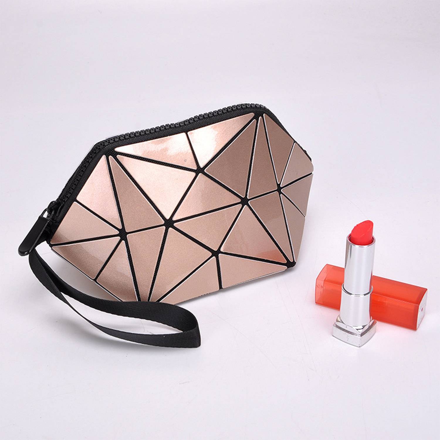 Pu Geometric Travel Foldable Cosmetic Bag 2