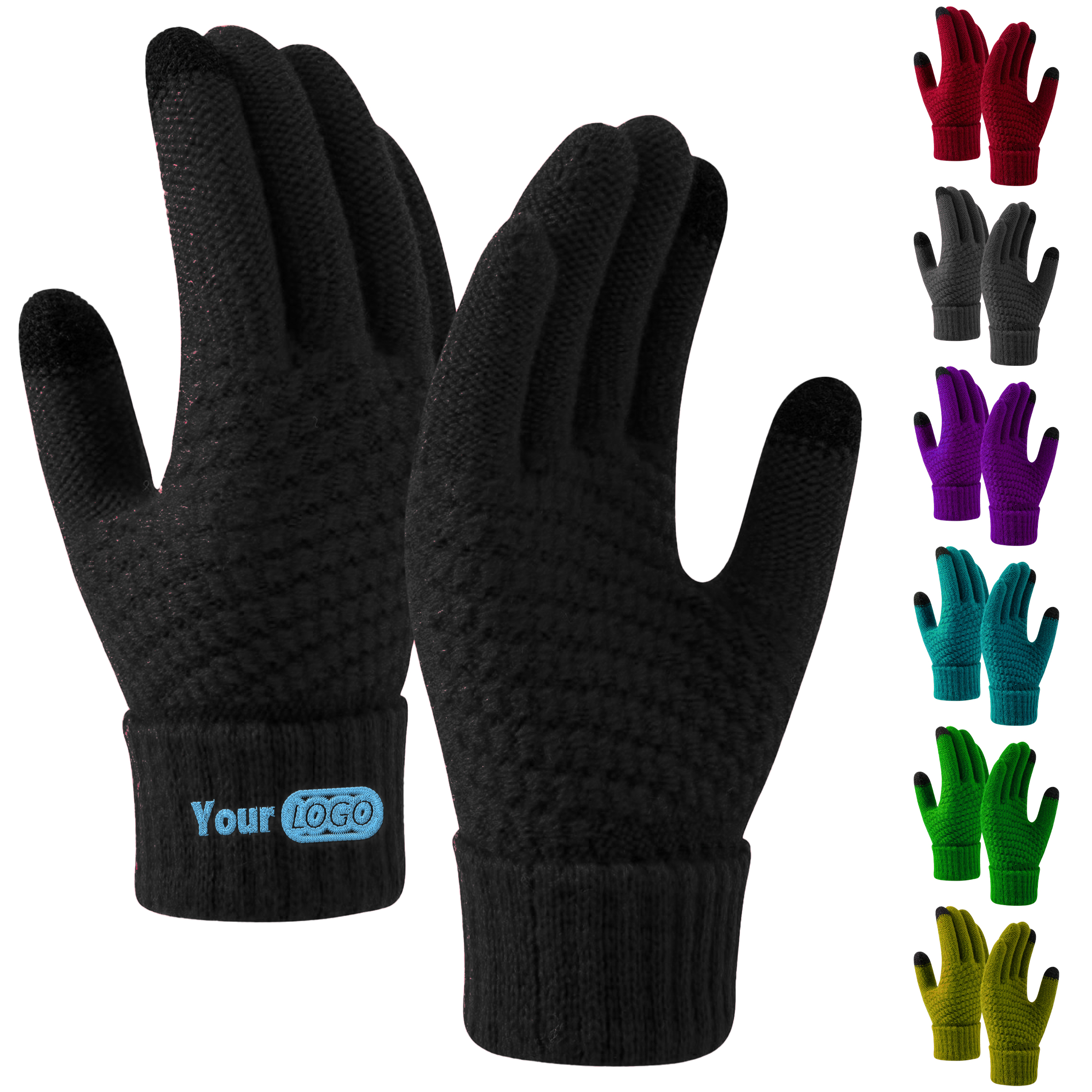 Polyester Stay Warm Touchscreen Winter Knitted Gloves 2