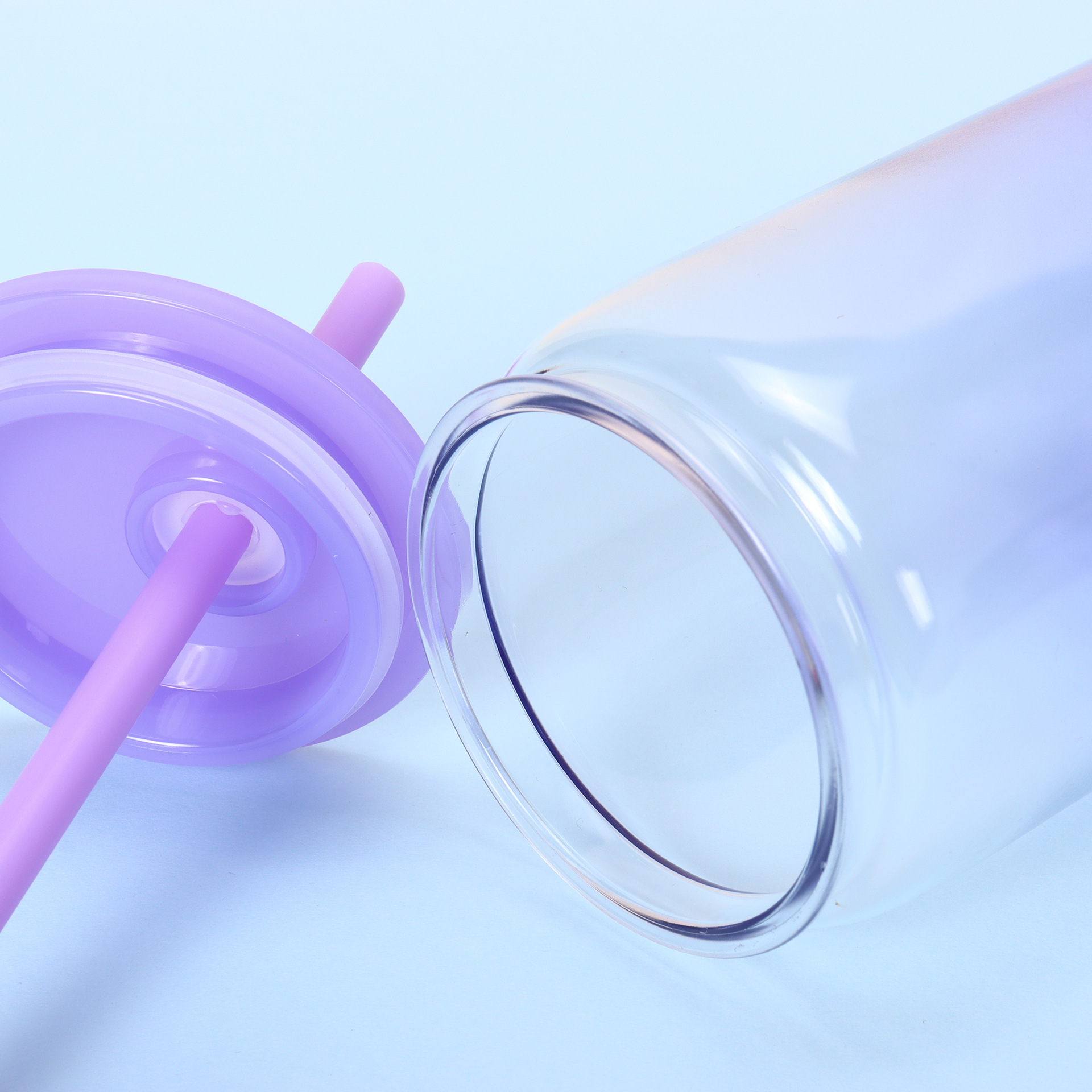 16 oz Plastic Tumbler with Straw and Lid 15