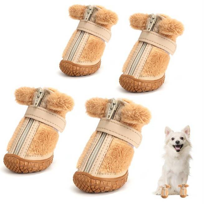 Winter plush dog shoes 4
