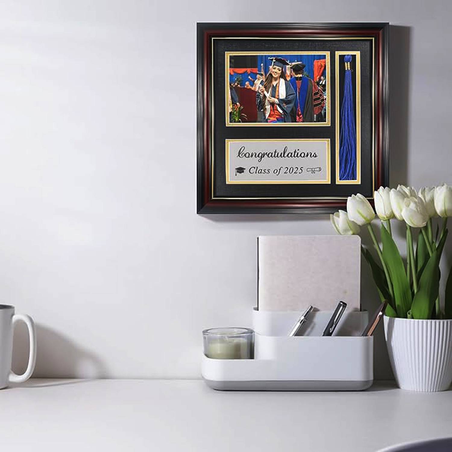 Black Gold Graduation Photo Frame w/ Tassel Wall Art 2