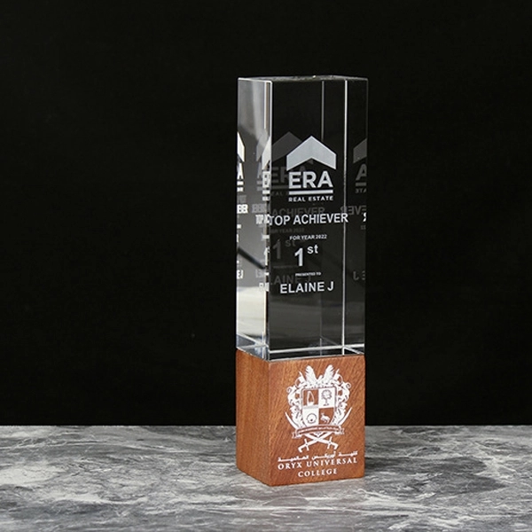 Crystal Trophy with Hardwood Base (Cuboid) 5