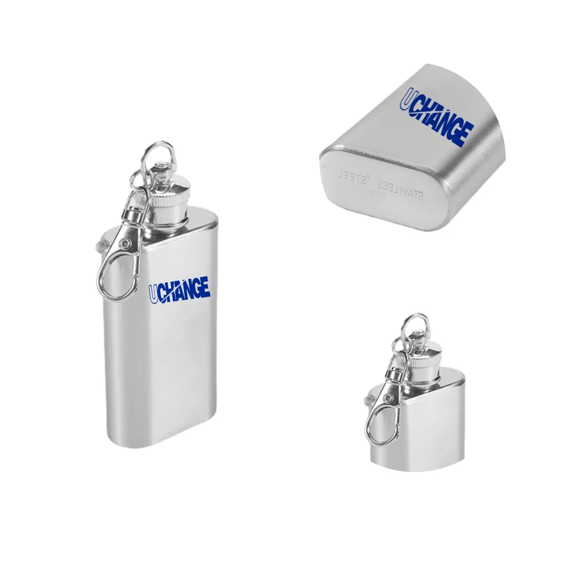 Mini Stainless Steel Flask Keychain 1-2 Oz. 2