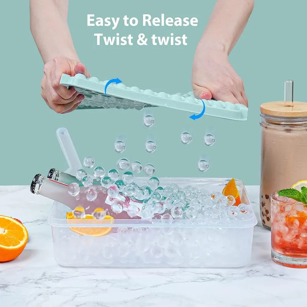 Mini Ice Cube Tray with Lid and Bin- 123X2 Pcs 9