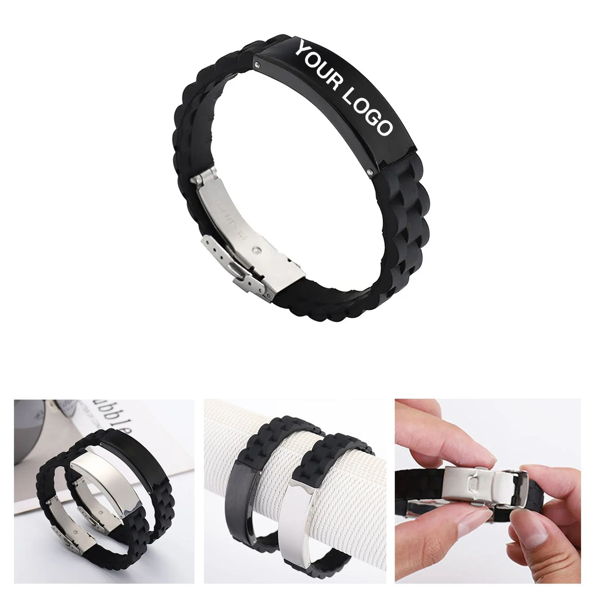 Adjustable Stainless Steel Silicone Bracelet 3