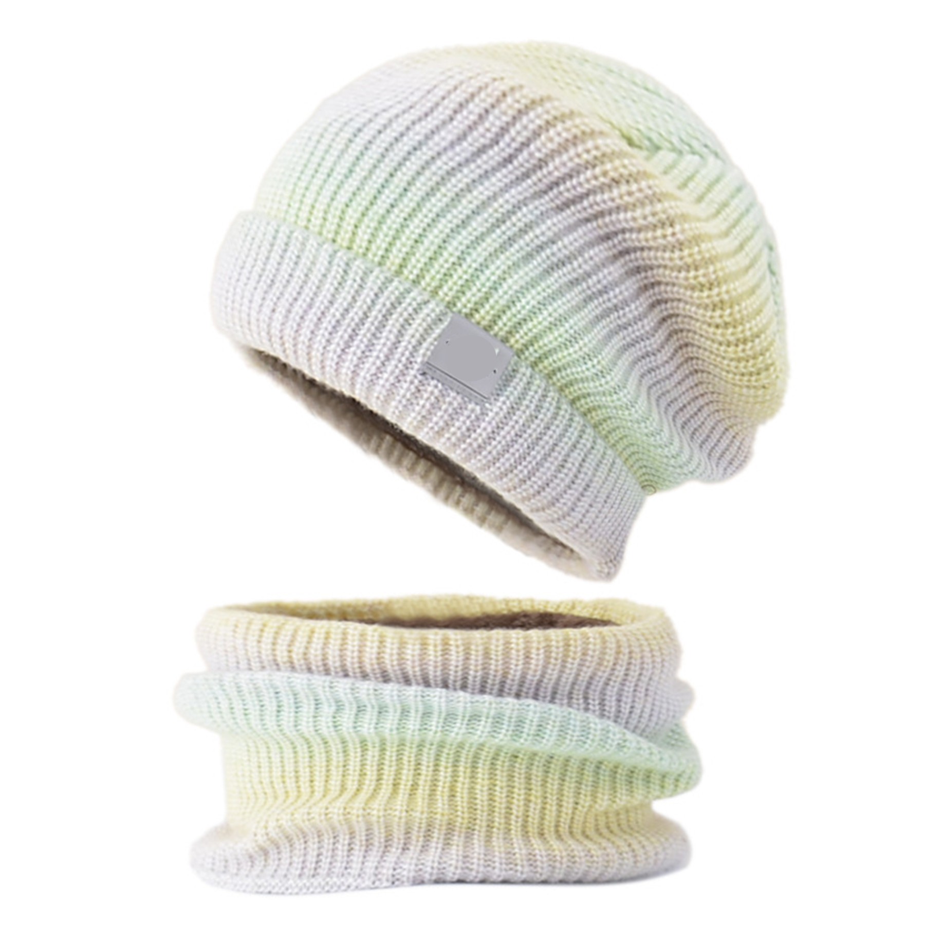 2PCS Gradient Color Beanie Neck Gaiter Set 1
