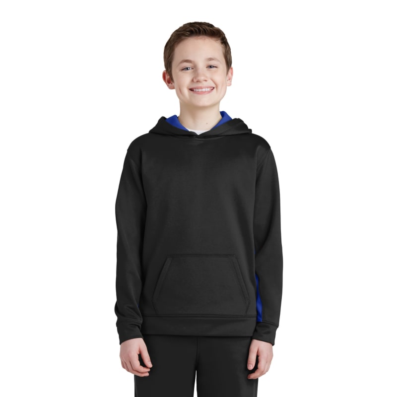 Sport-Tek Youth Sport-Wick Fleece Colorblock Hooded Pullover. 7