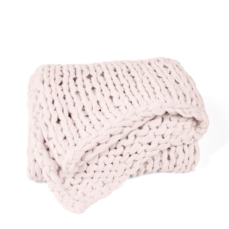 Chunky Knit Throw Blanket - Blush Acrylic 47" x 59" 1