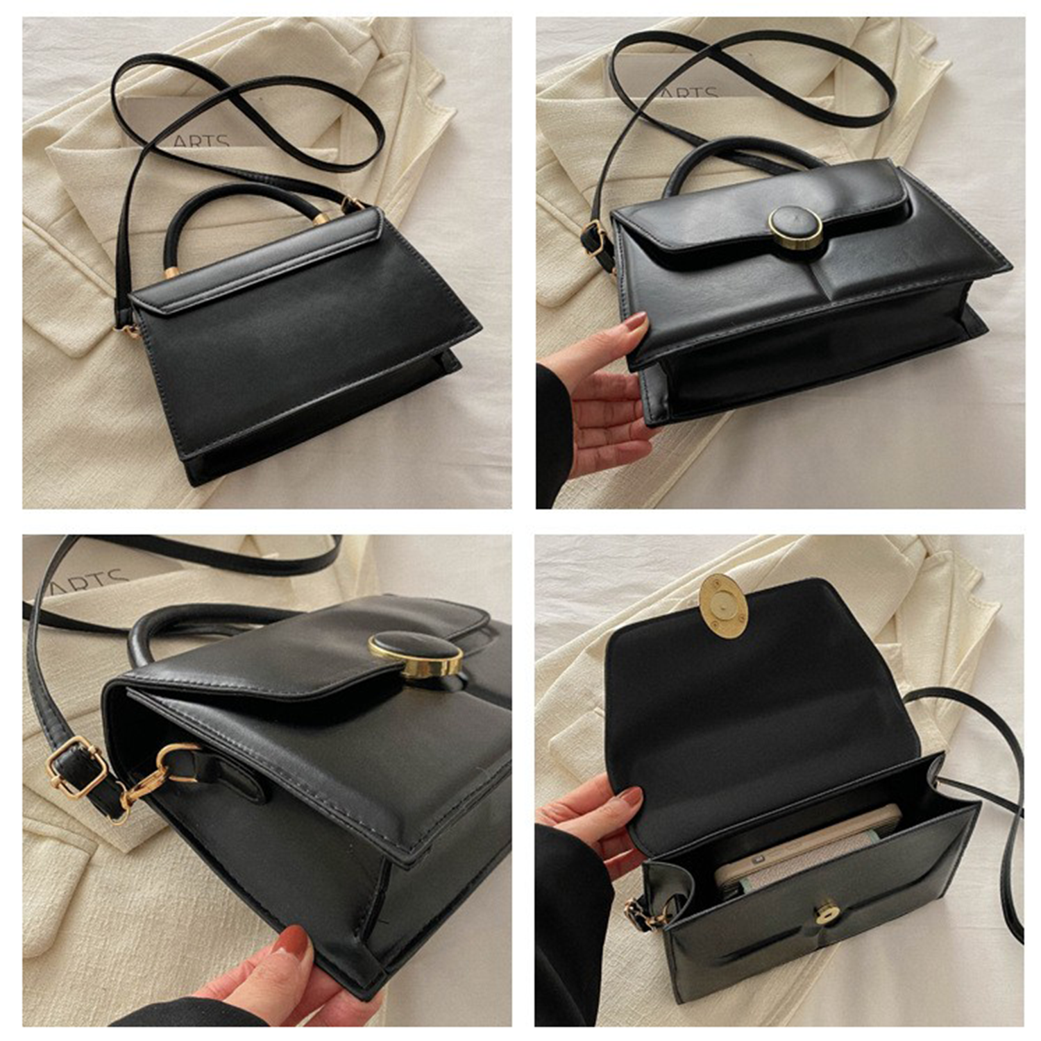 PU Leather Handheld Small Square Bag 10