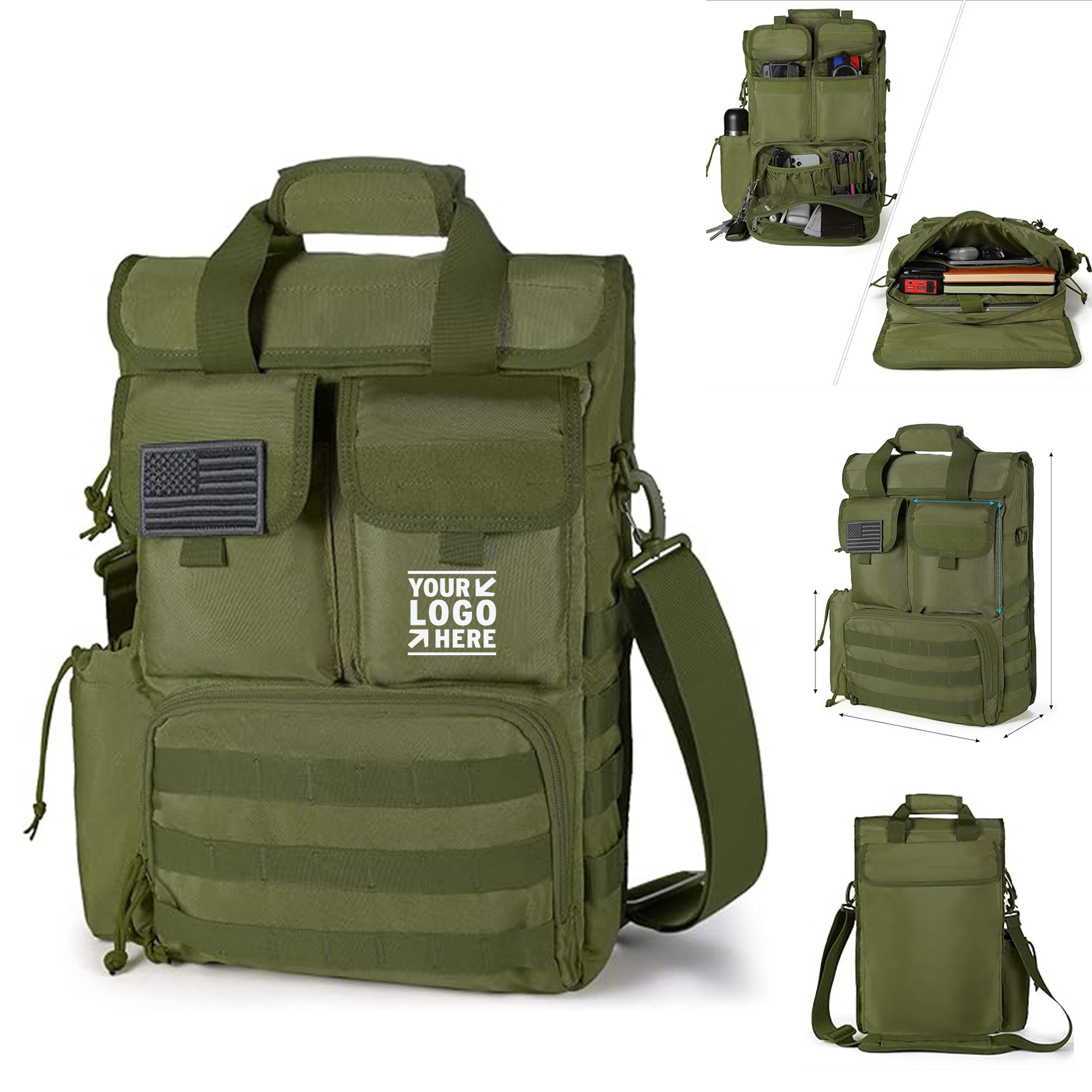 15.6 Inch Men Tactical Briefcase Military Laptop Messenger Bag Shoulder Crossbody Handbag 2