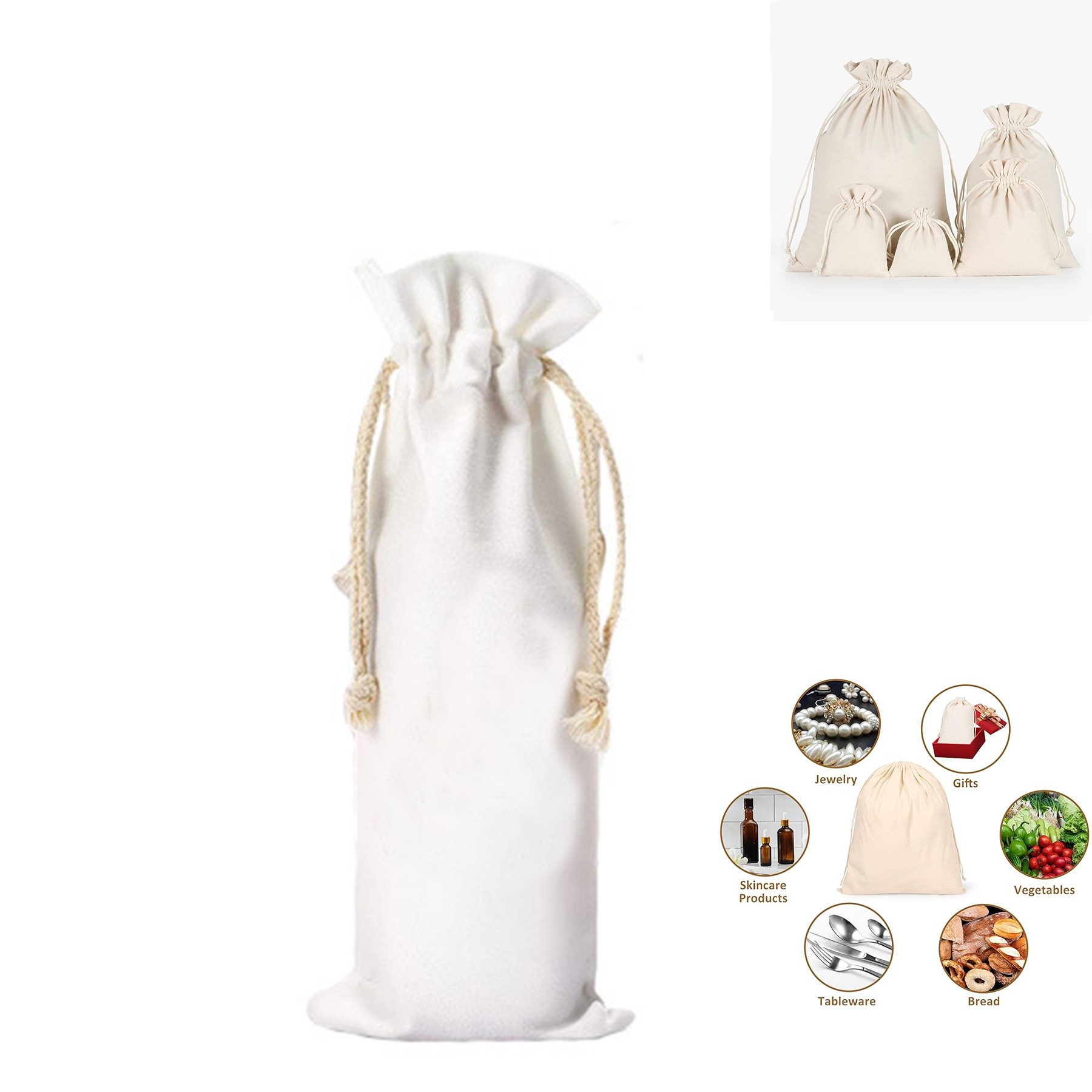 Cotton Reusable Produce Bags Biodegradable Linen Bag 3