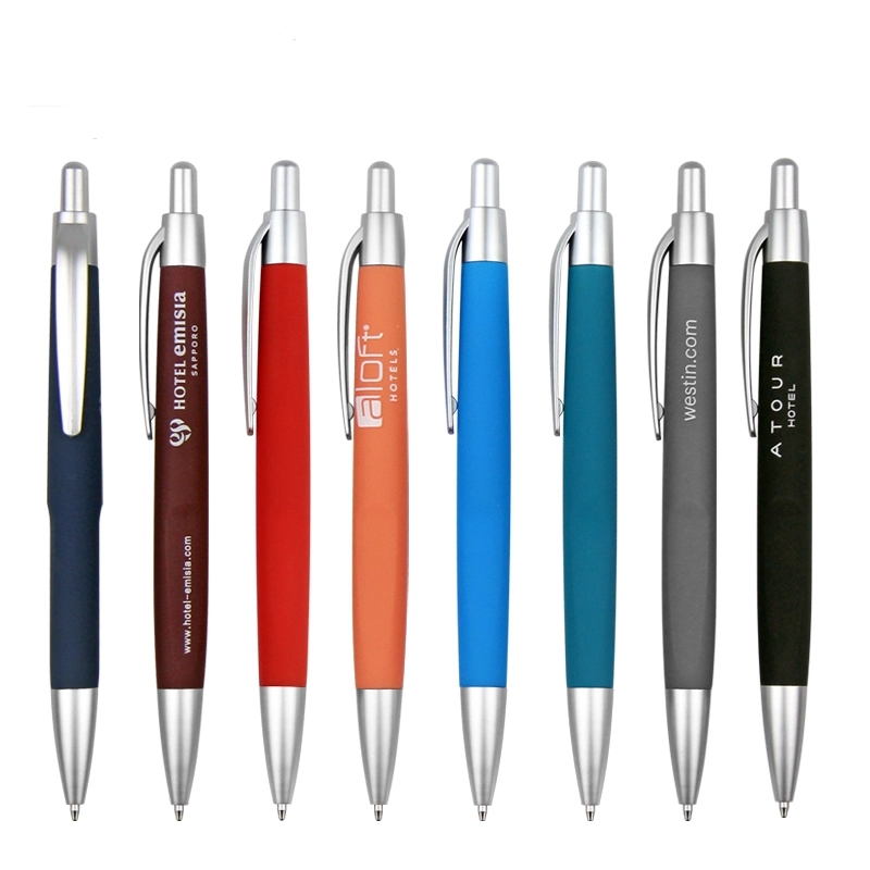 Plastic Rubber Coated Click Hotel Pen 8