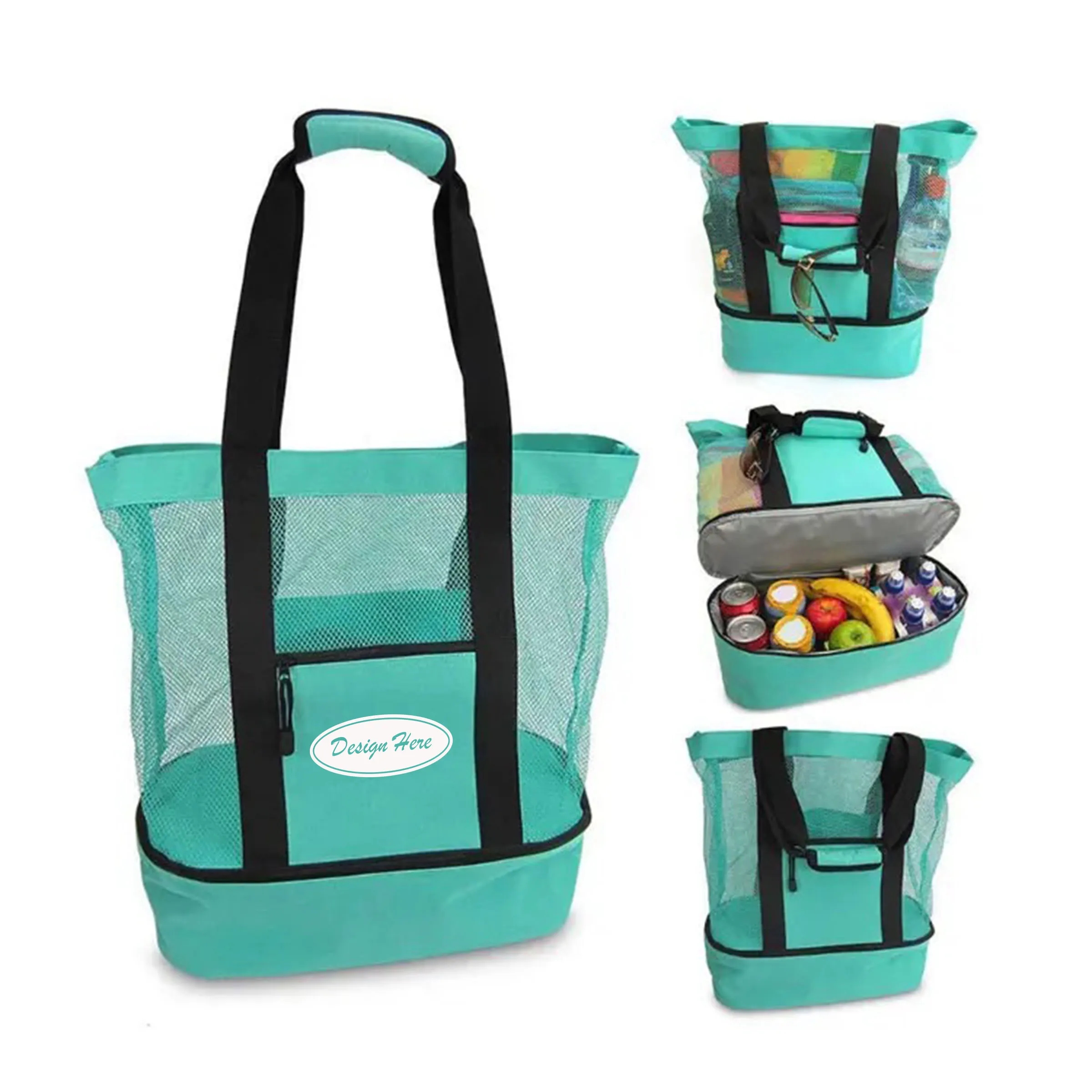 Durable Mesh Tote Bag with Cooler Compartment 3